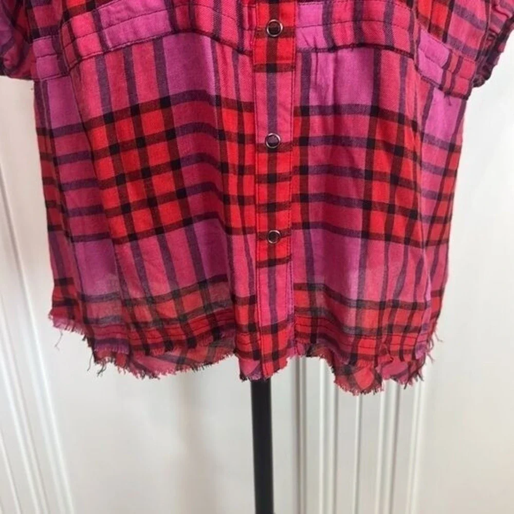 Free‎ People Shirt Red and Pink Plaid